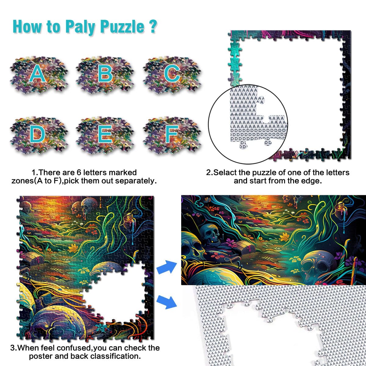 Puzzle 1000 Pezzi Grande Formato 27x20 Pollici - Paesaggio Psichedelico Multi-colore