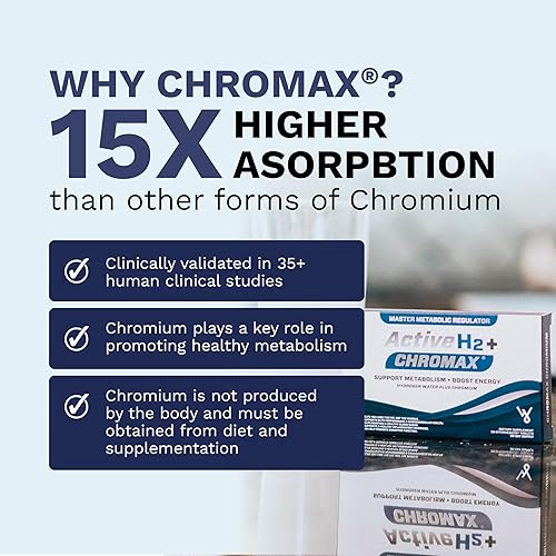 Miniatura 2 de Active H2+ Chromax - Tabletas de agua de hidrógeno con cromo - Apoya el metabolismo y la energía - Suplemento de hidrógeno molecular y cromo - 30