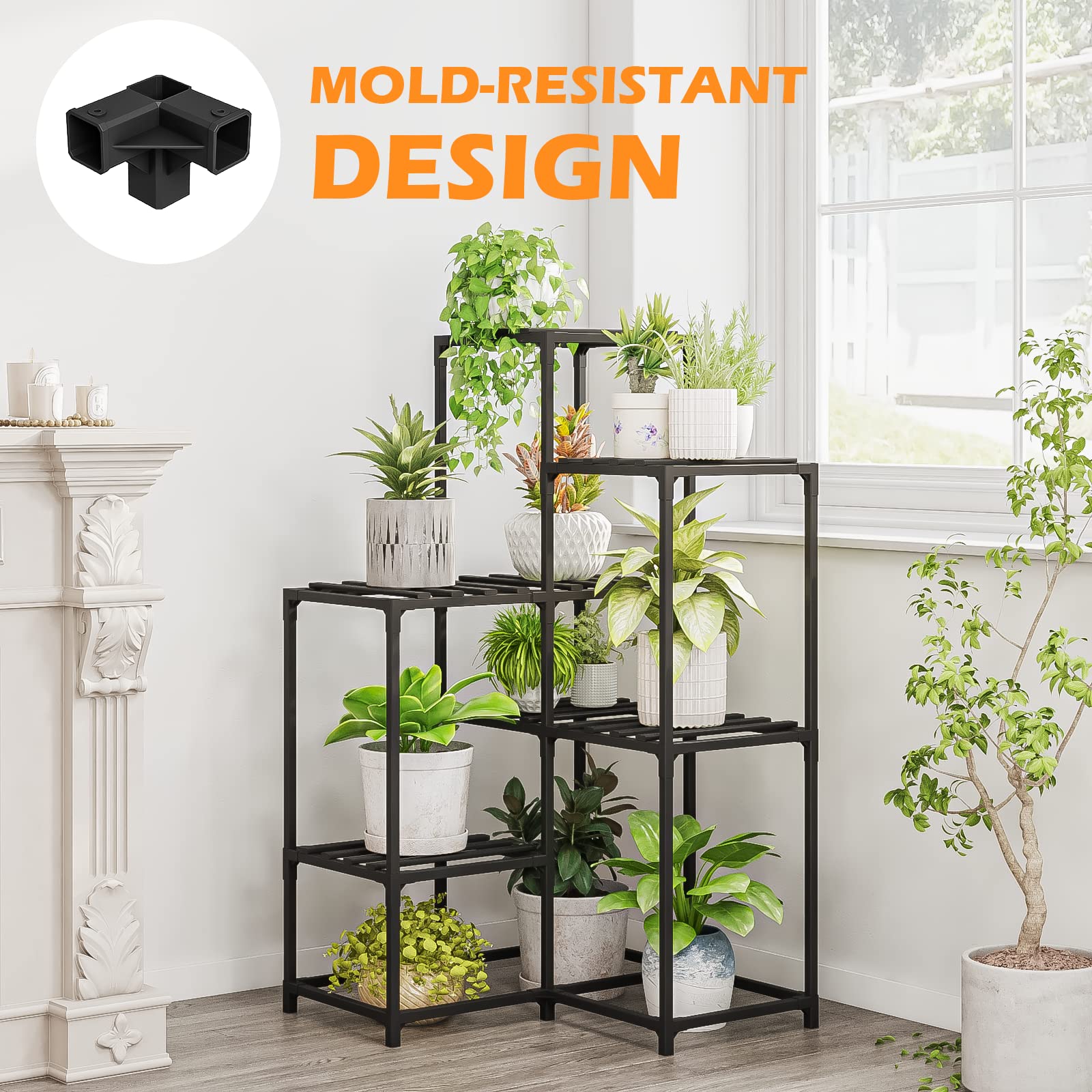 Plant Stand Outdoor Black Corner Plant Shelf/Holder For