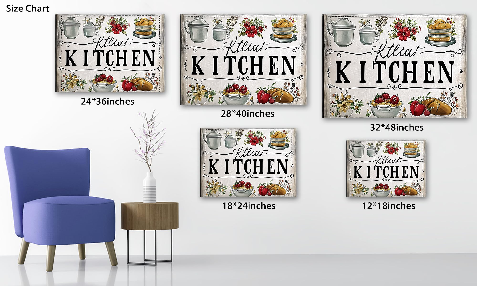 Farmhouse Kitchen Wall Art, Rustic Kitchen Canvas Prints Wall Art, Country Kitchen Signs Wall Decor, Vintage Kitchen Pictures For Living Room Dining Room, Modern Home Kitchen Decorations 12x18 Inches
