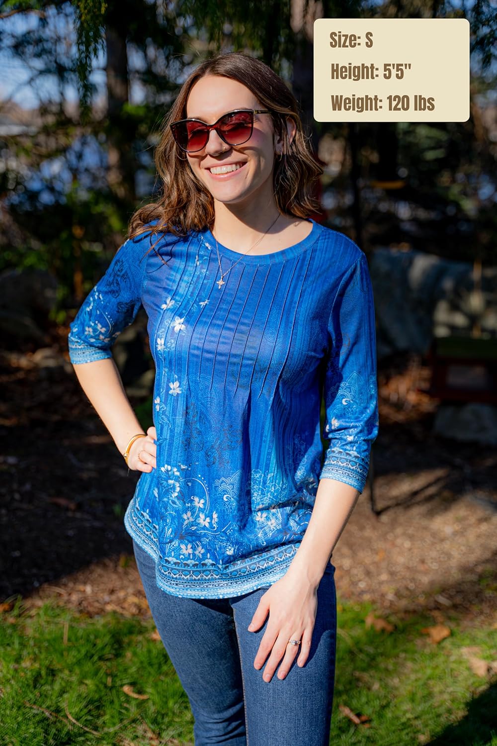 Zeagoo 3/4 Length Sleeve Womens Tops Crew Neck Loose Fit Shirts Pleated Cute Clothes Dressy Casual 2026 Summer Tunics - Image 5