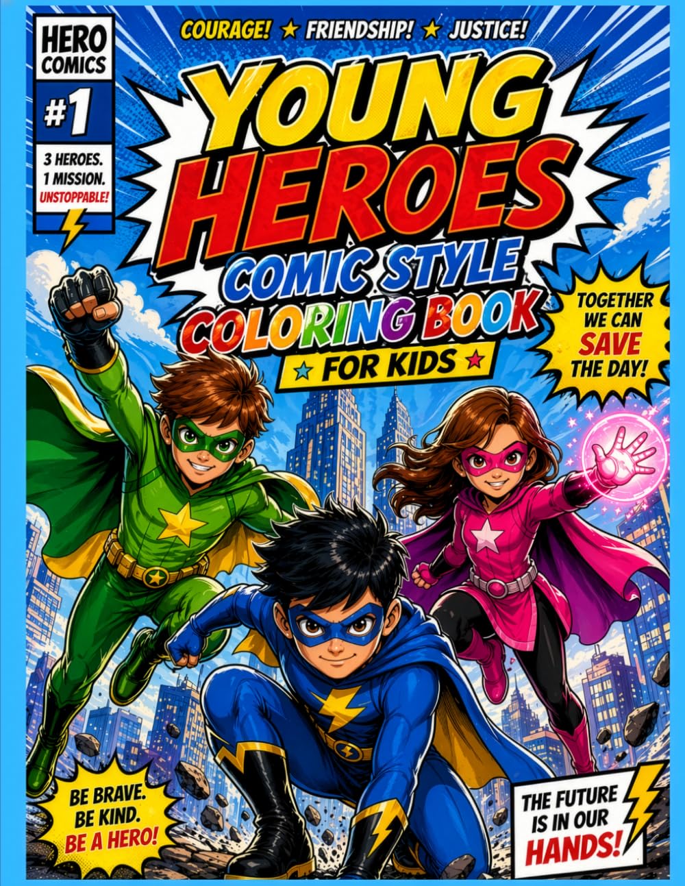 YOUNG HEROES -COMIC STYLE COLORING BOOK FOR KIDS