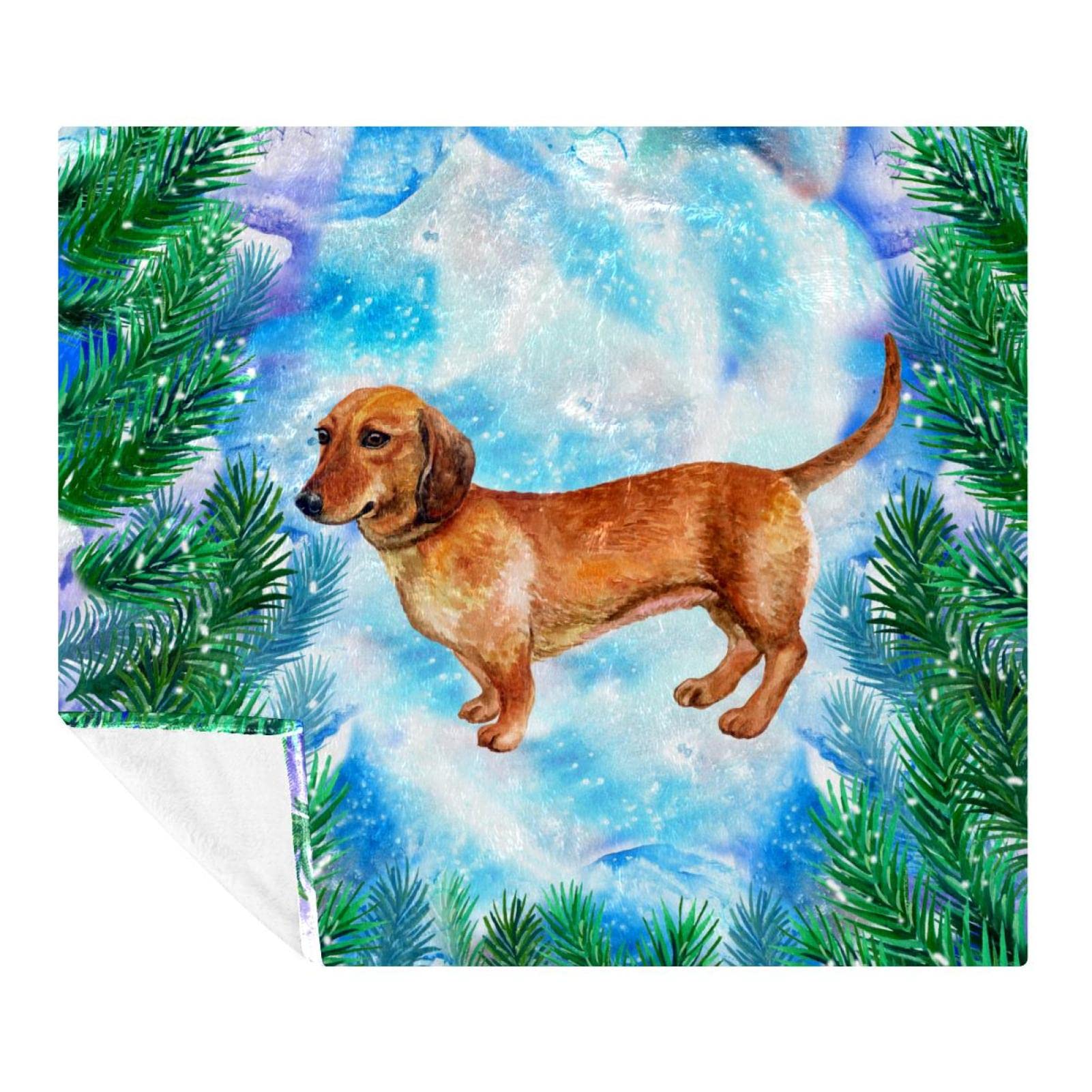 Couverture enfant et adulte motif teckel sapin, idée cadeau