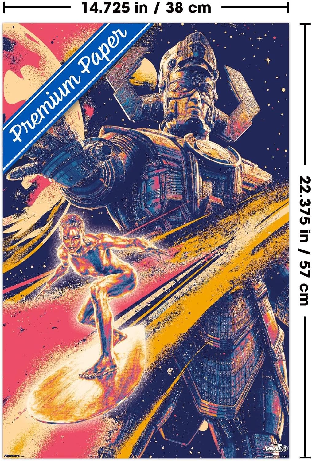 Marvel Fantastic Four: First Steps (2025) - Galactus & Silver Surfer Wall Poster, 22.4L" x 14.7W", Premium Unframed Version