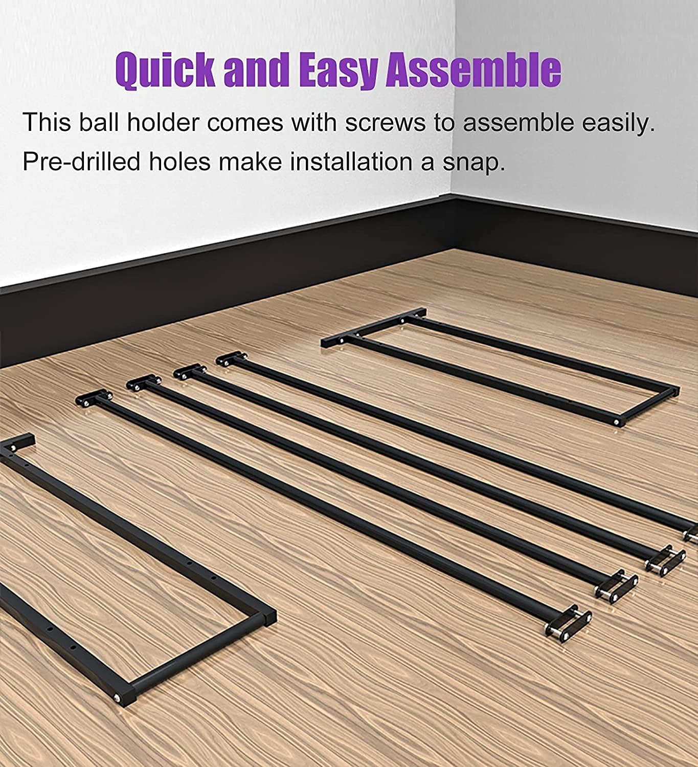 Yoga Ball Storage Rack - Freestanding Black Steel Holder for Yoga Mats & Fitness Balls - Space-Saving Organizer for Gym, Workout Room & Home Fitness
