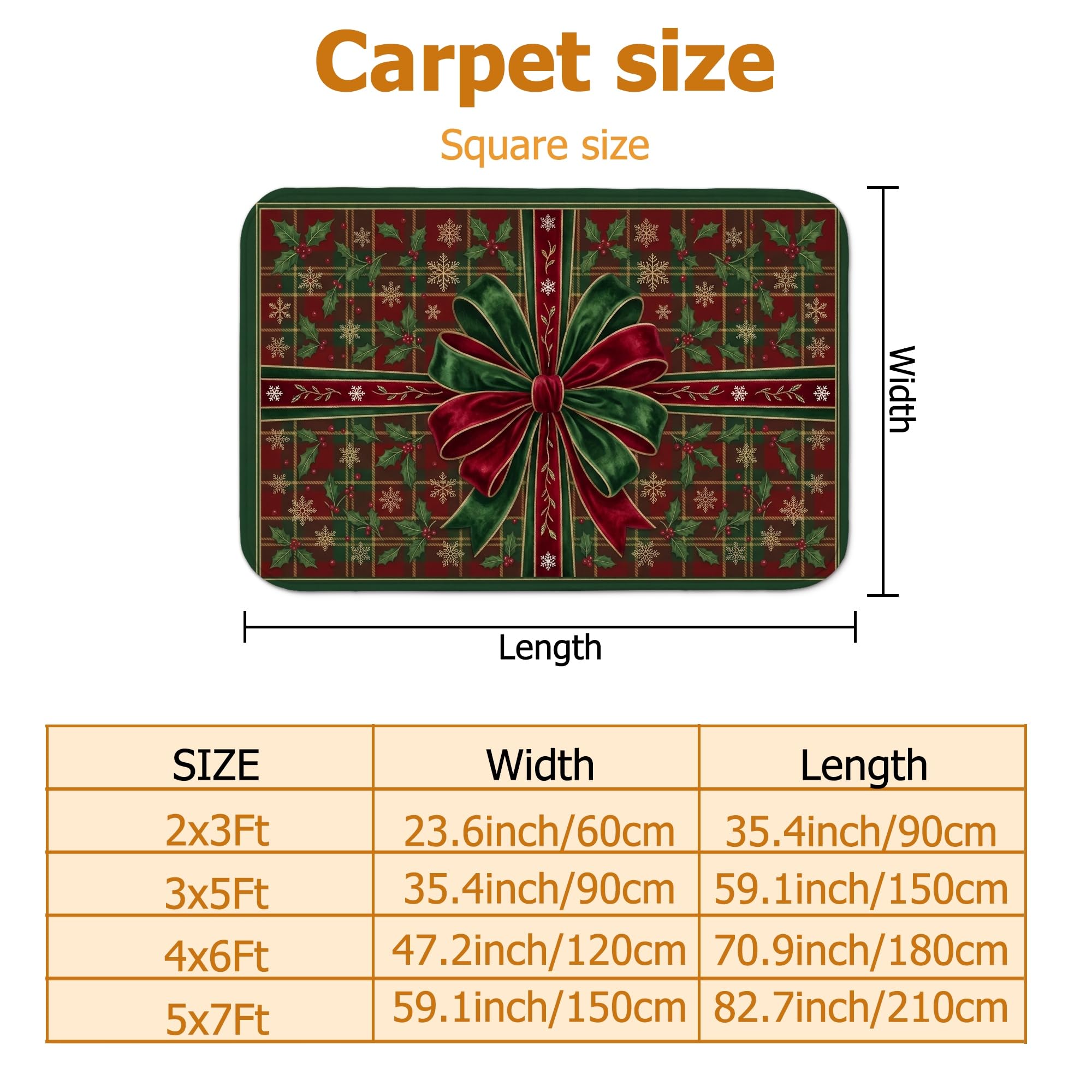 Tapis décoratif à carreaux avec nœud en ruban 1,5 x 2,1 m
