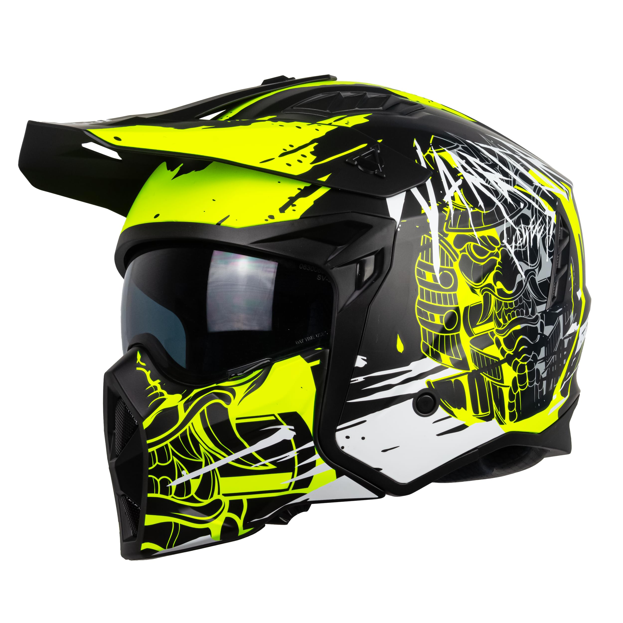 one by Camamoto | Casco para Scooter y Moto, Track Warrior Amarillo Jet, Negro Mate - Amarillo, Integral con Mentonera Extraíble, Homologado ECE R22-06, Talla XS (53-54 cm)
