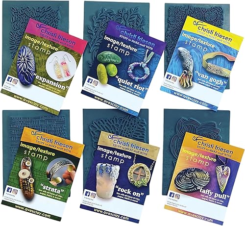 Miniatura 10 de AVES Co Sello de arcilla con textura de goma impresiona con los sellos Christi Friesen, textura de Van Gogh, uso con todo tipo de arcilla, papel y