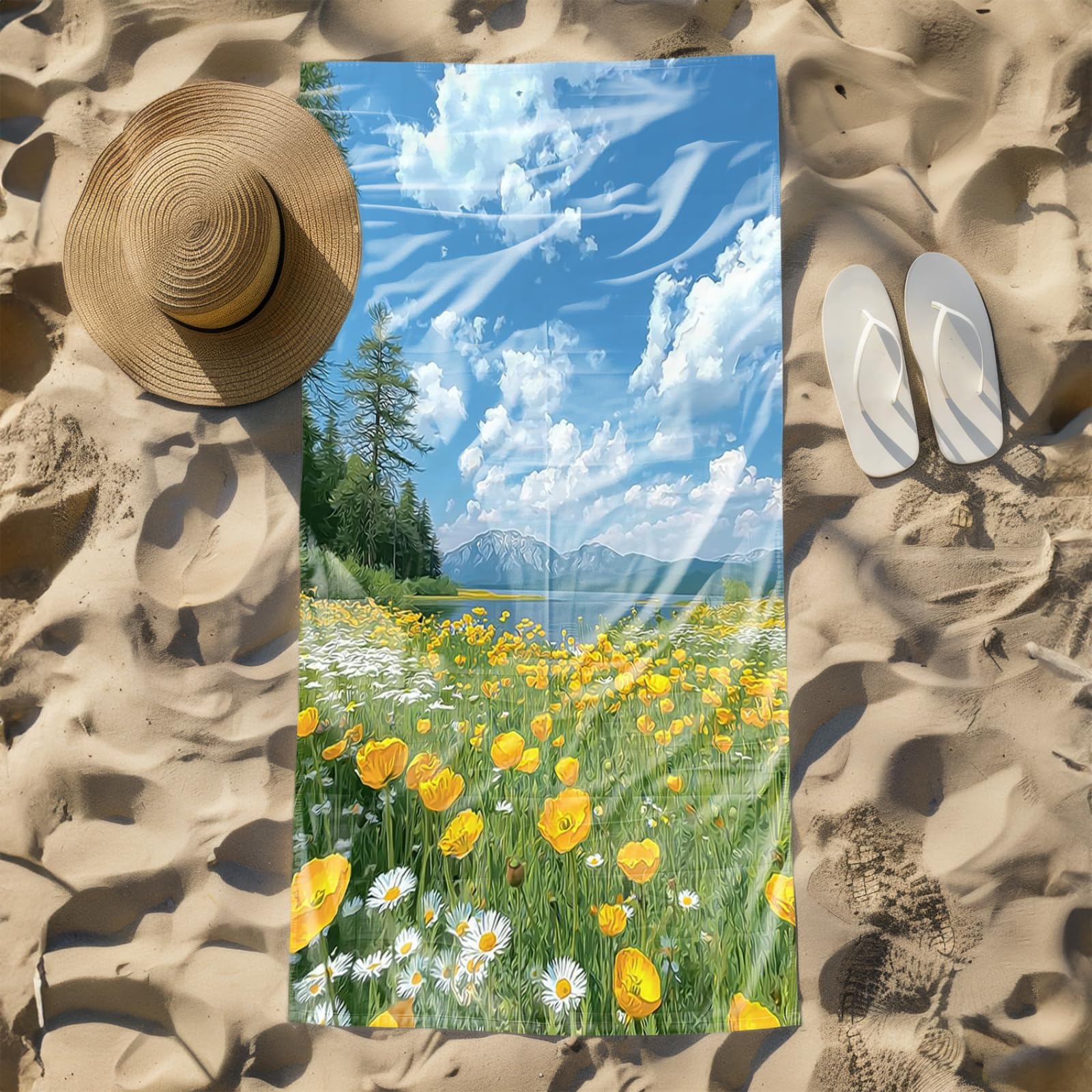 Tapis de Plage XXL Anti Sable Bleu Serviette Piscine Adulte,Natte De Plage Pliable, Voyage Accessoires De Plage Camping,Serviette de Bain Personnalisée
