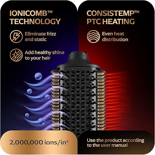 Miniatura 6 de Secador de pelo con cepillo de soplado, cepillo de secado 4 en 1, doble voltaje auténtico, alisador de pelo iónico sin daños por calor, herramienta