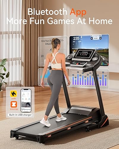 Miniatura 4 de Cintas de correr para el hogar, caminadora con 0-15% de inclinación automática, cintas de correr plegables de 3 HP para correr y caminar con