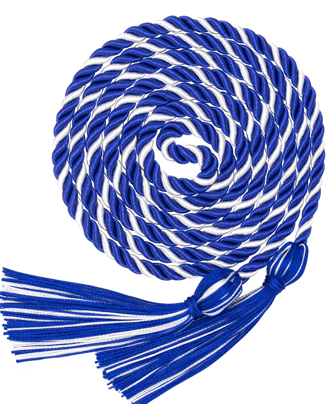 Graduation Honor Cord Royal Blue and White Yarn Honor Cord with Tassel 67" Long for Graduation Ceremony