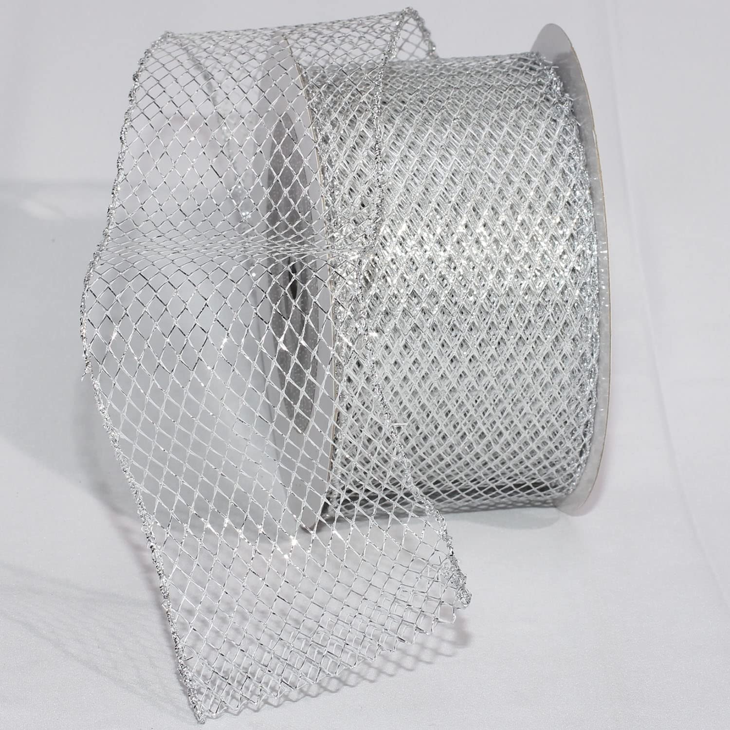 Amazon.com: Shining Silver Open Mesh Wired Craft Ribbon 3