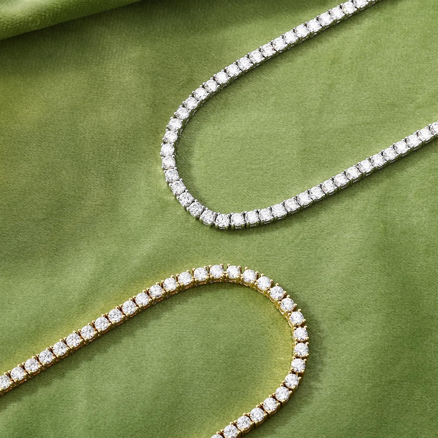 BREN Tennis Necklace - 3mm 4mm 5mm Iced Out Diamond Tennis Chain 5A Cubic Zirconia Necklace - 18K/White Gold Plated Flat Tennis Necklace for Women and Men Size 16"-22" - Image 12