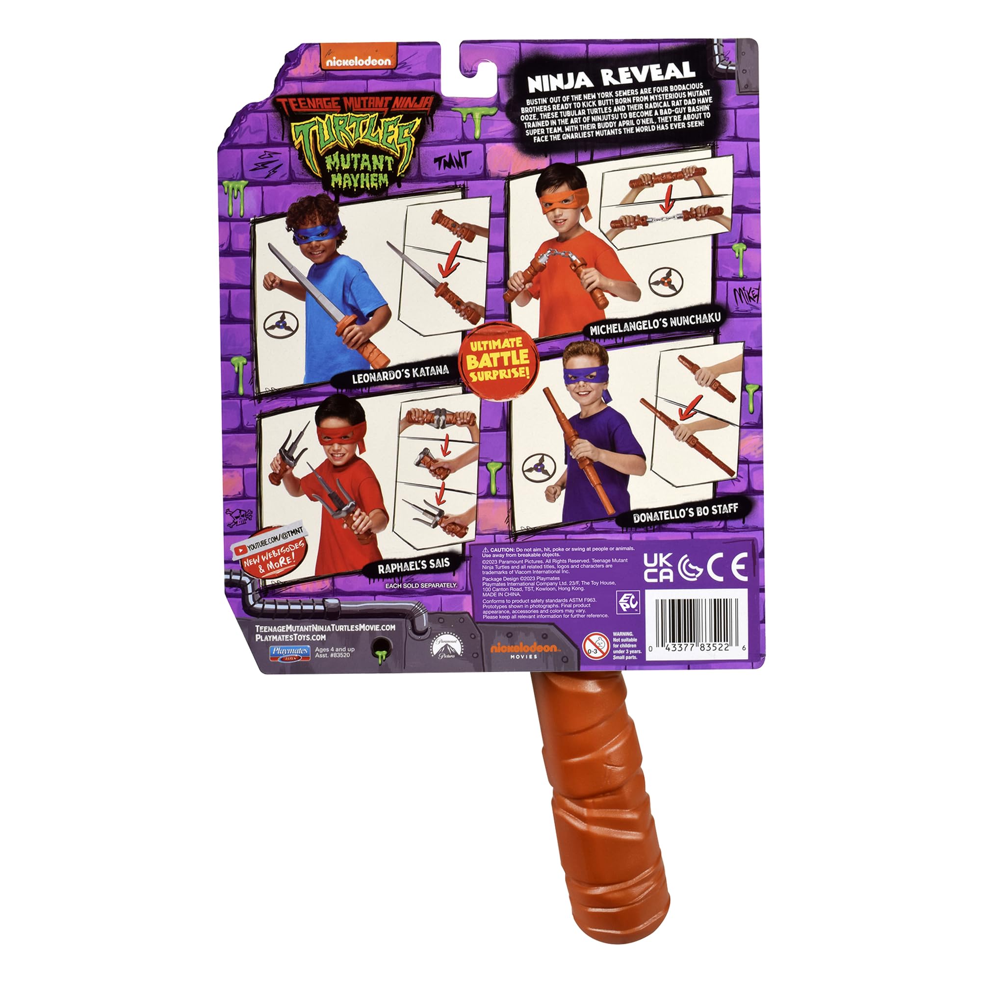 GIOCHI PREZIOSI – TARTARUGHE NINJA 2023 CAOS MUTANTE – SET ROLE PLAY – MASCHERA E ARMI DA COMBATTIMENTO DELLA TARTARUGA MICHELANGELO – STELLA NINJA INCLUSA – BAMBINI E BAMBINE A PARTIRE DAI 4 ANNI