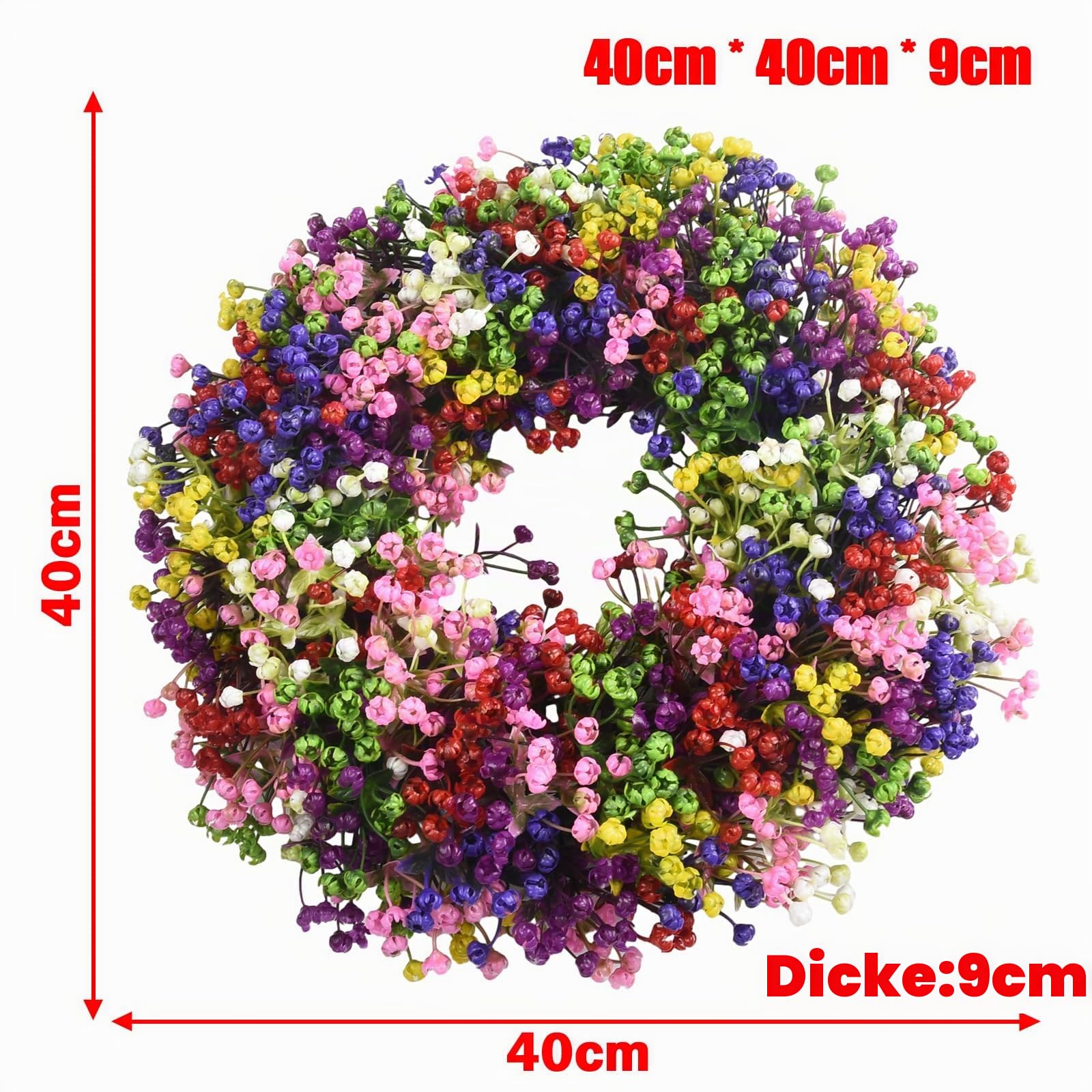 Türkranz, Frühlingskränze, Schleierkränze, große künstliche Kränze, Haustür, Frühlingsdekoration, Sommergirlande, 40 cm, für Zuhause, Schlafzimmer, Wand, Party und Festival-Dekoration