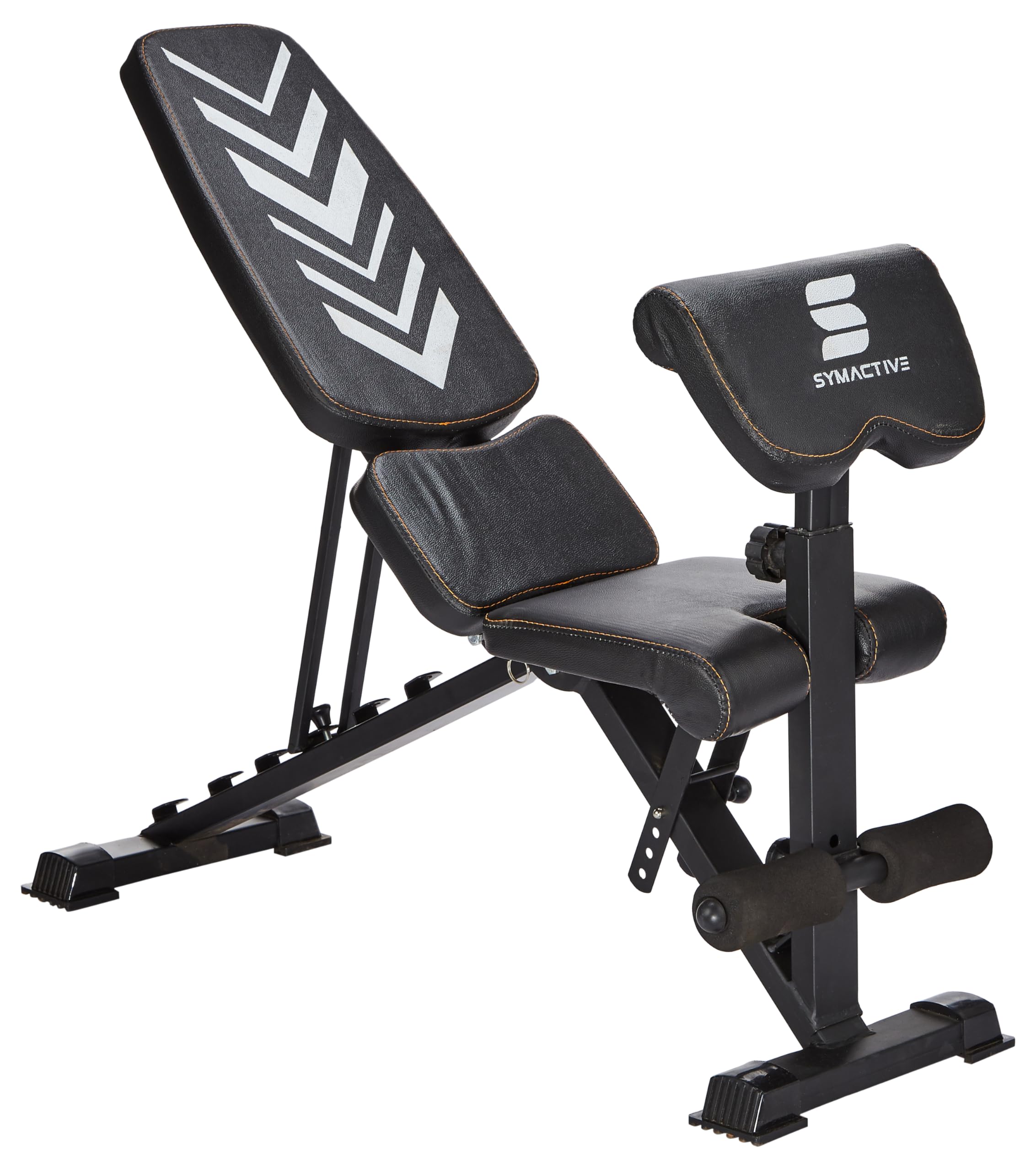 Amazon Brand - Symactive 6 in 1 Multi-Functional Weight Strength Training Incline Decline Exercise Preacher Bench for Home Gym, Max Weight 350 Kg