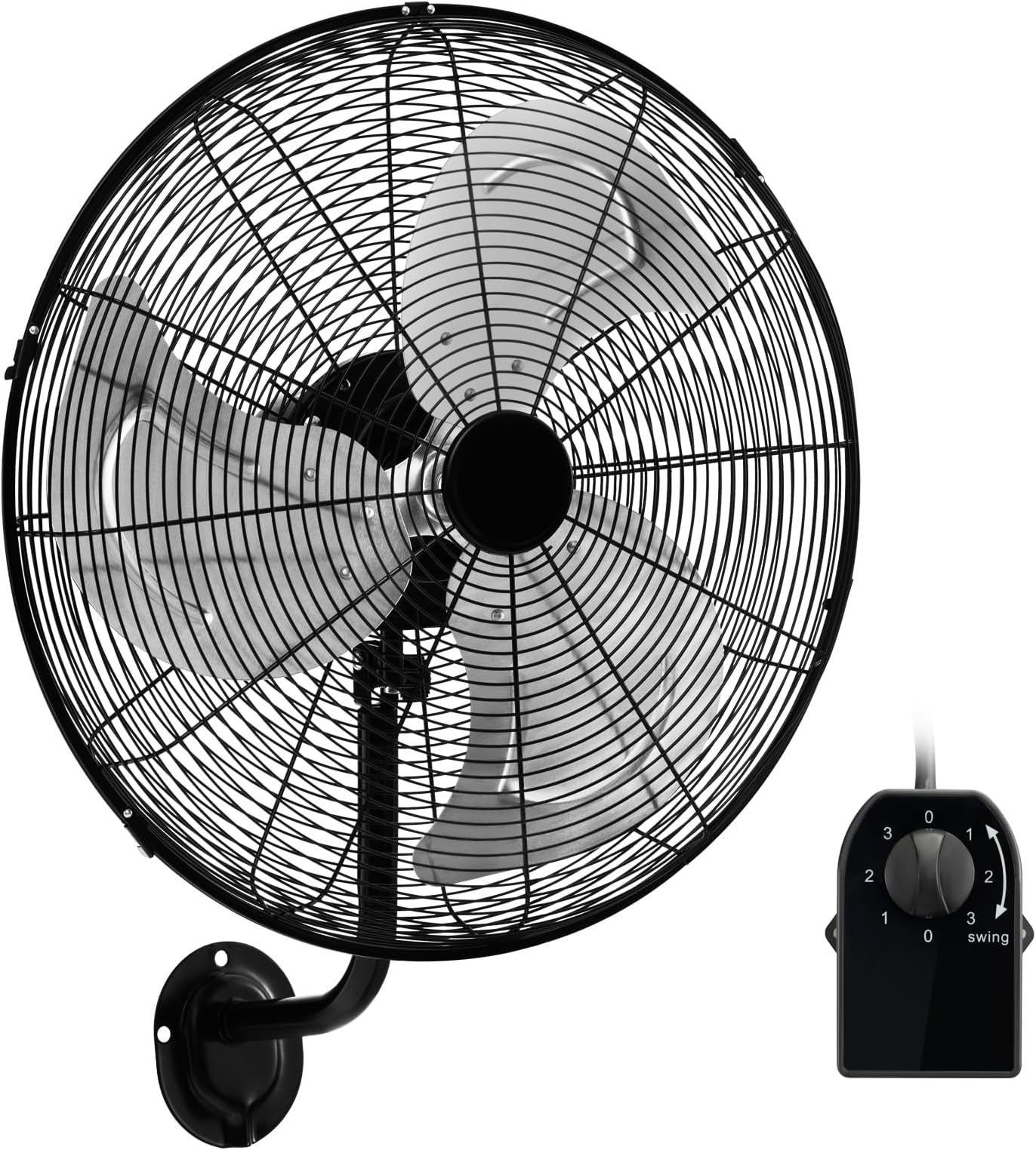 ARLIME 20 Inch Wall Mount Fan, Max. 3500 CFM Efficient Industrial Wall Ventilator w/ 3-Speed Options, 85° Oscillation, 30° Tilt, Low Noise Metal Fan for Garage, Living Room, Gym, Factory (1)