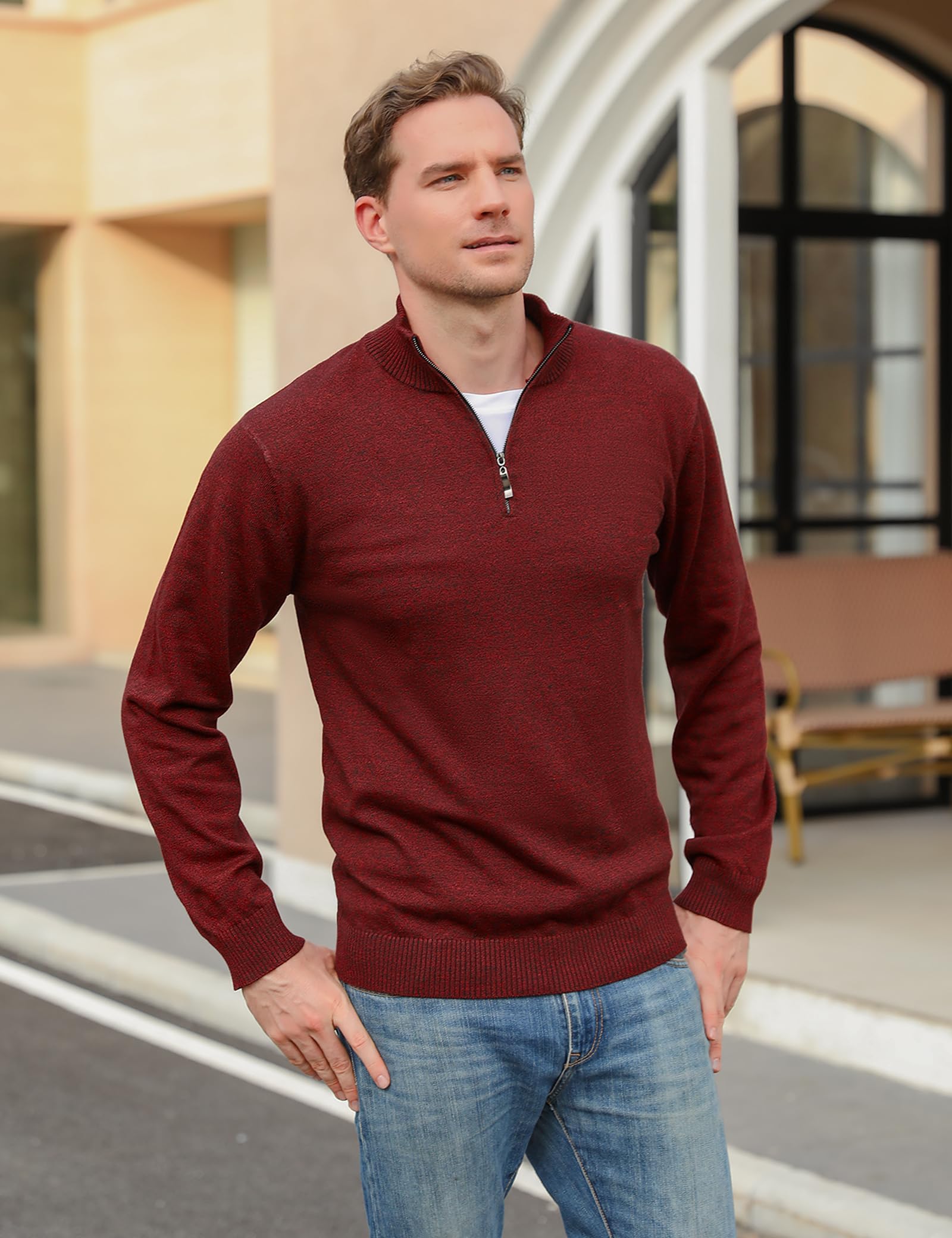 iClosam Maglione Uomo Invernali Collo Alto con Zip Pullover Giacca in Maglia Maglione Pullover Invernale Tenere Caldo