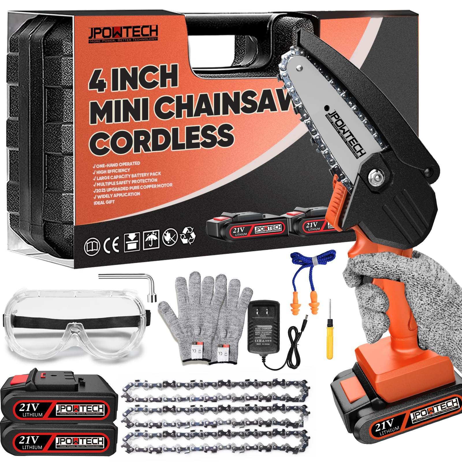 Buy Mini Chainsaw, Upgraded 4 Inch Cordless Small Chain Saw with 3Pcs ...