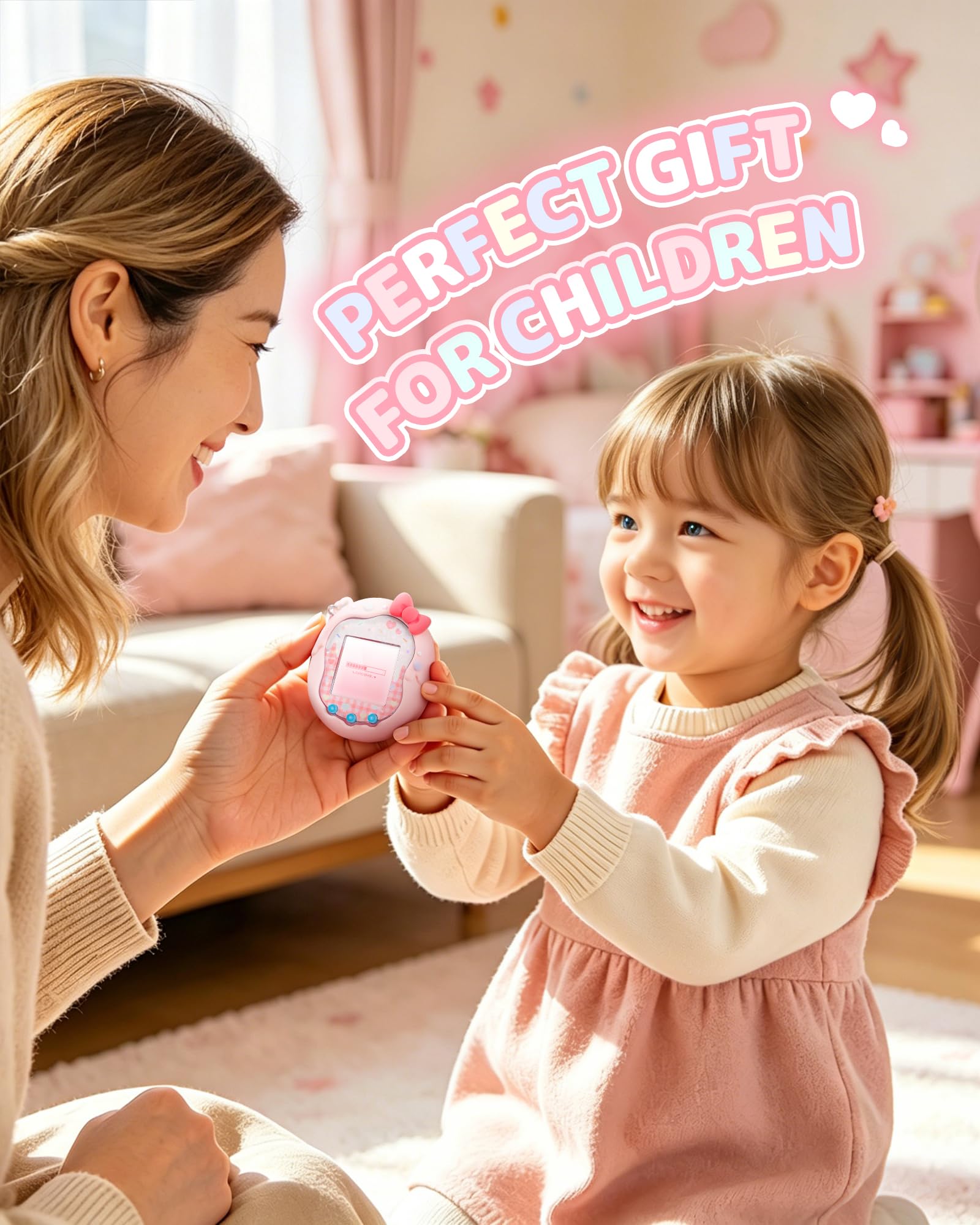Kuitmor Sweetheart Czekoladowe silikonowe etui kompatybilne z Tamagotchi Uni, miękkie etui ochronne ze wzorem cukierkowego serca, odporne na zarysowania i wstrząsy, skóra do wirtualnego urządzenia dla