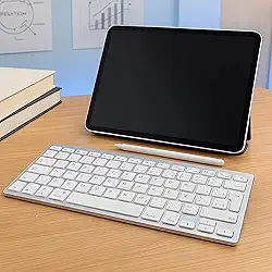 Teclado Premium Sem Fio Bluetooth Ultra Fino, Compatível Com Android, iOS, Windows, ABNT2, Leve, Certificação Anatel, Marca VARENZIA