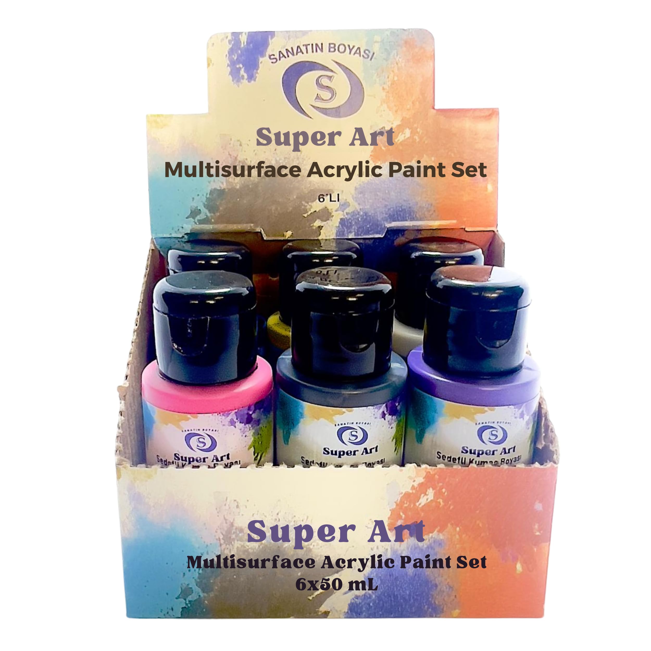 SuperArt Akrilik Multisurface Boya Seti 6'lı 6x50 mL