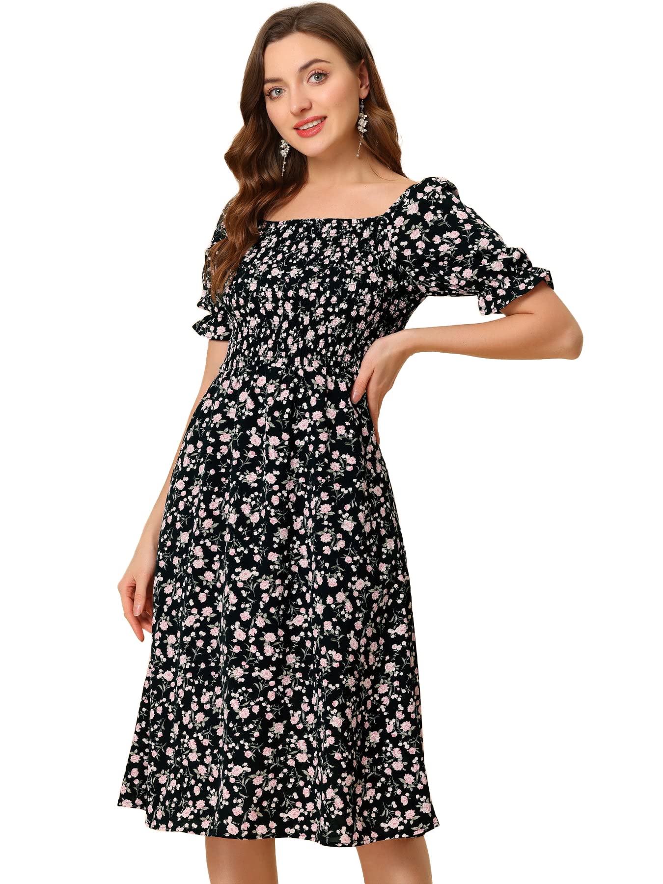TOPLOTDresses for Women Knee Length with Floral Print