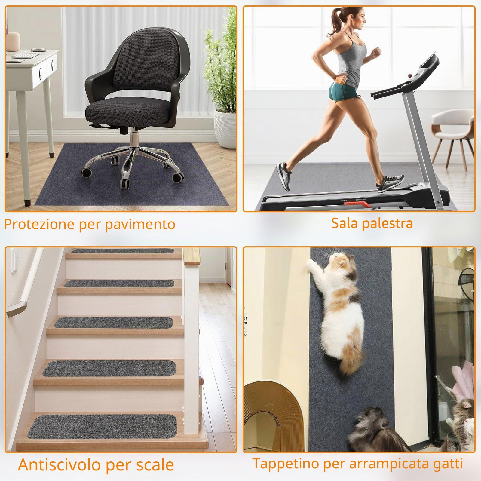 Tappeto Tiragraffi Per Gatti 300 * 40cm Autoadesivo Antigraffio Gatto Divano, DIY Climbing Cat Scratcher, Parete per Gatti Torre per Proteggere Tappeti Divani Grigio