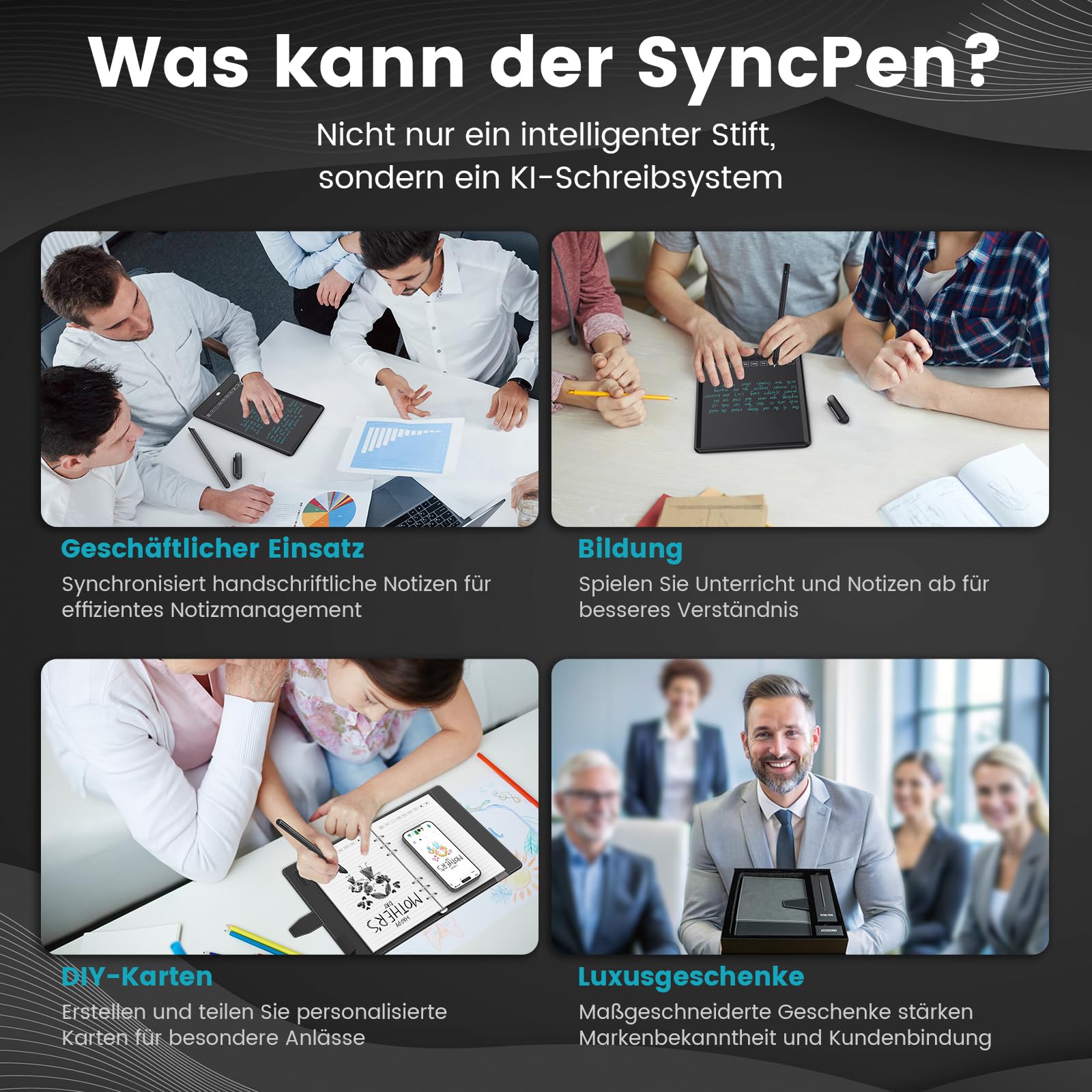 NEWYES Syncpen 3 Set, Smart Pen mit Tablet und Digitales Notizbuch &6 Refills, Echtzeit-Synchronisation& Smart Texterkennung für Student,Lehrer, Meetings, Vorlesungen oder Kreatives Arbeiten