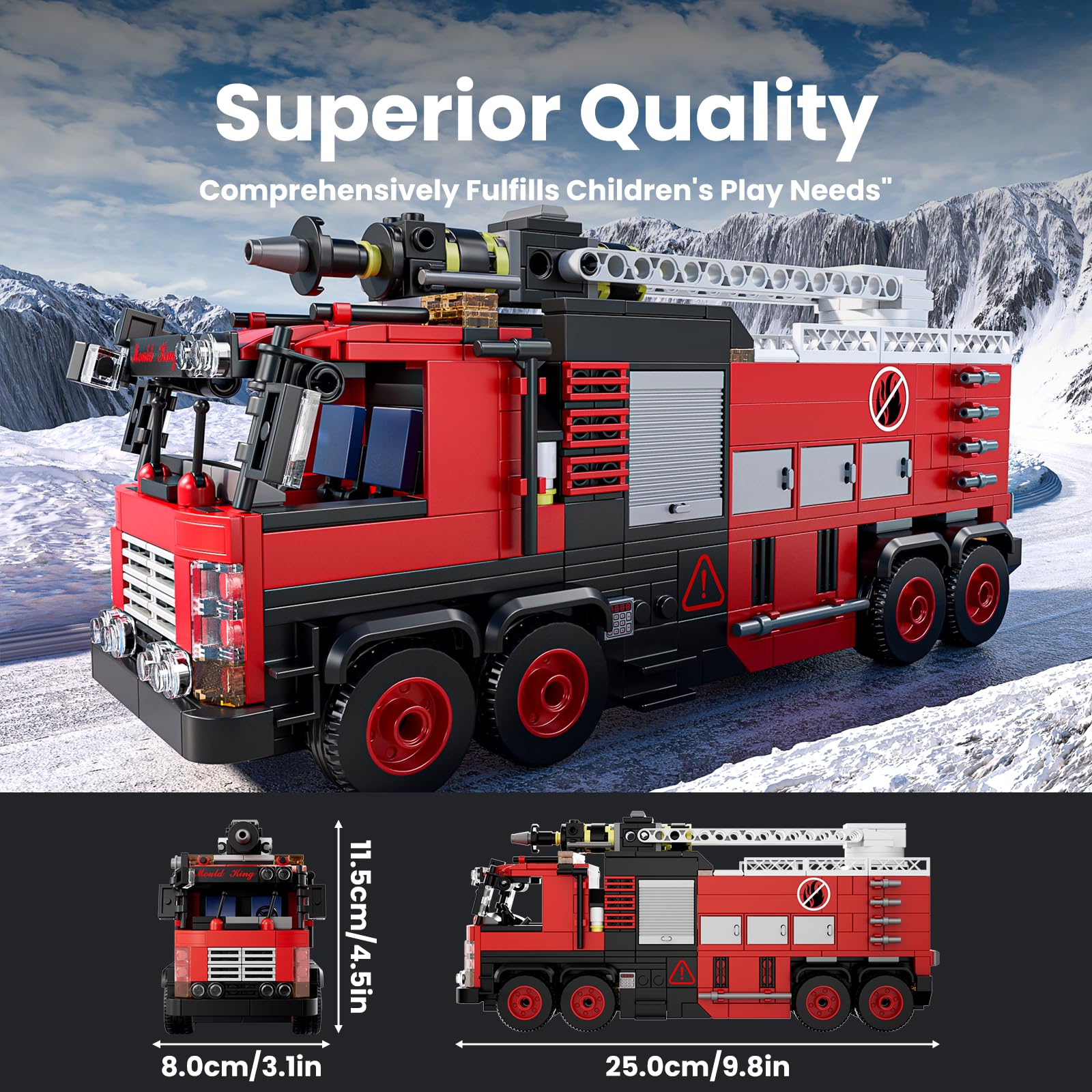 Mould King 24094 - Blocchi di costruzione per vigili del fuoco, per camion della città dei pompieri, modello da collezione compatibile con altre marche (752 pezzi)