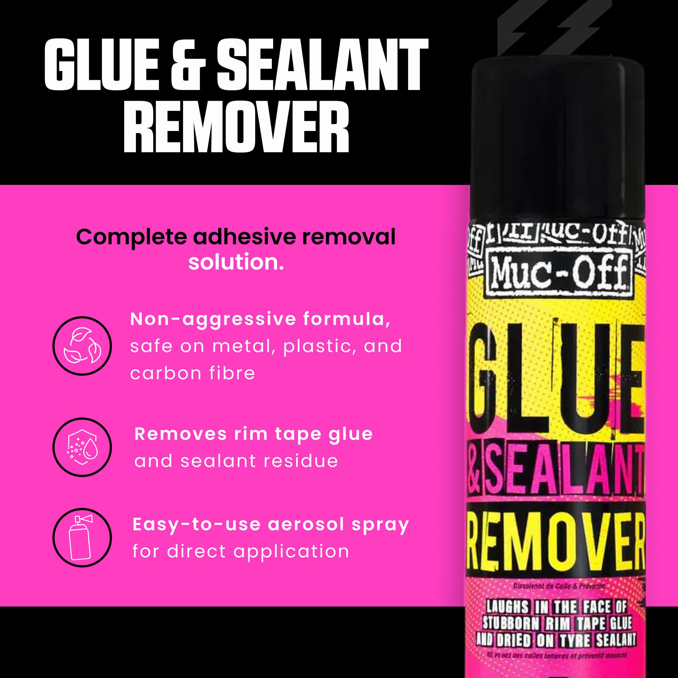 Muc Off Glue & Sealant Remover - Aufkleber Entferner Fahrradreiniger Rahmen- und Felgenreiniger Entfernt Effektiv Aufkleber, Felgenbandkleber und Getrocknete Dichtmittelreste von Rahmen und Felgen
