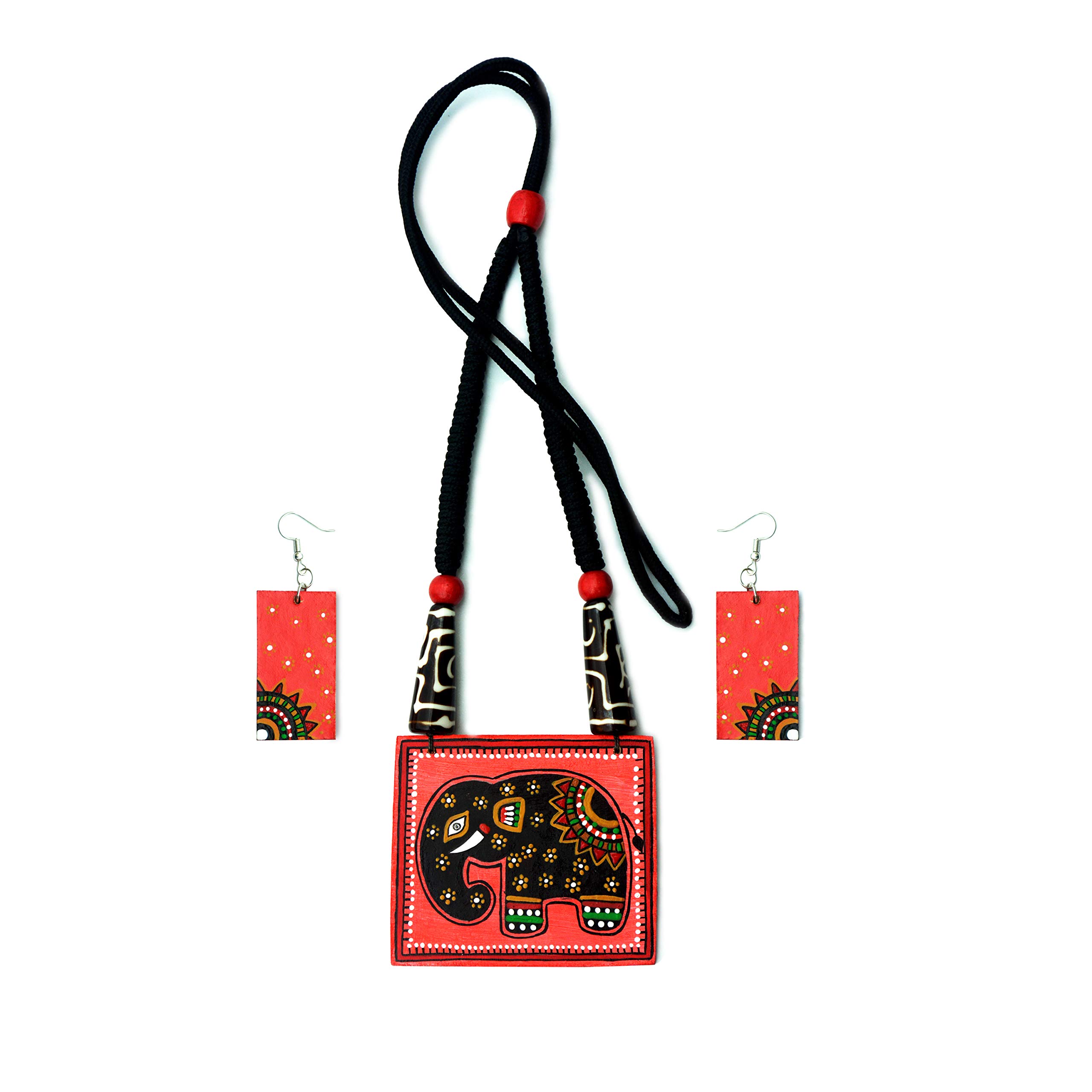 Karukala Handicraft Madhubani Elephant Jewelry Set Fully Hand Painted & Handmade Mithila Art Jewellery Sets for Women & Girls (Size- Free, Colour- Multi) (B08J1J4D5S) Amazon Price History, Amazon Price Tracker