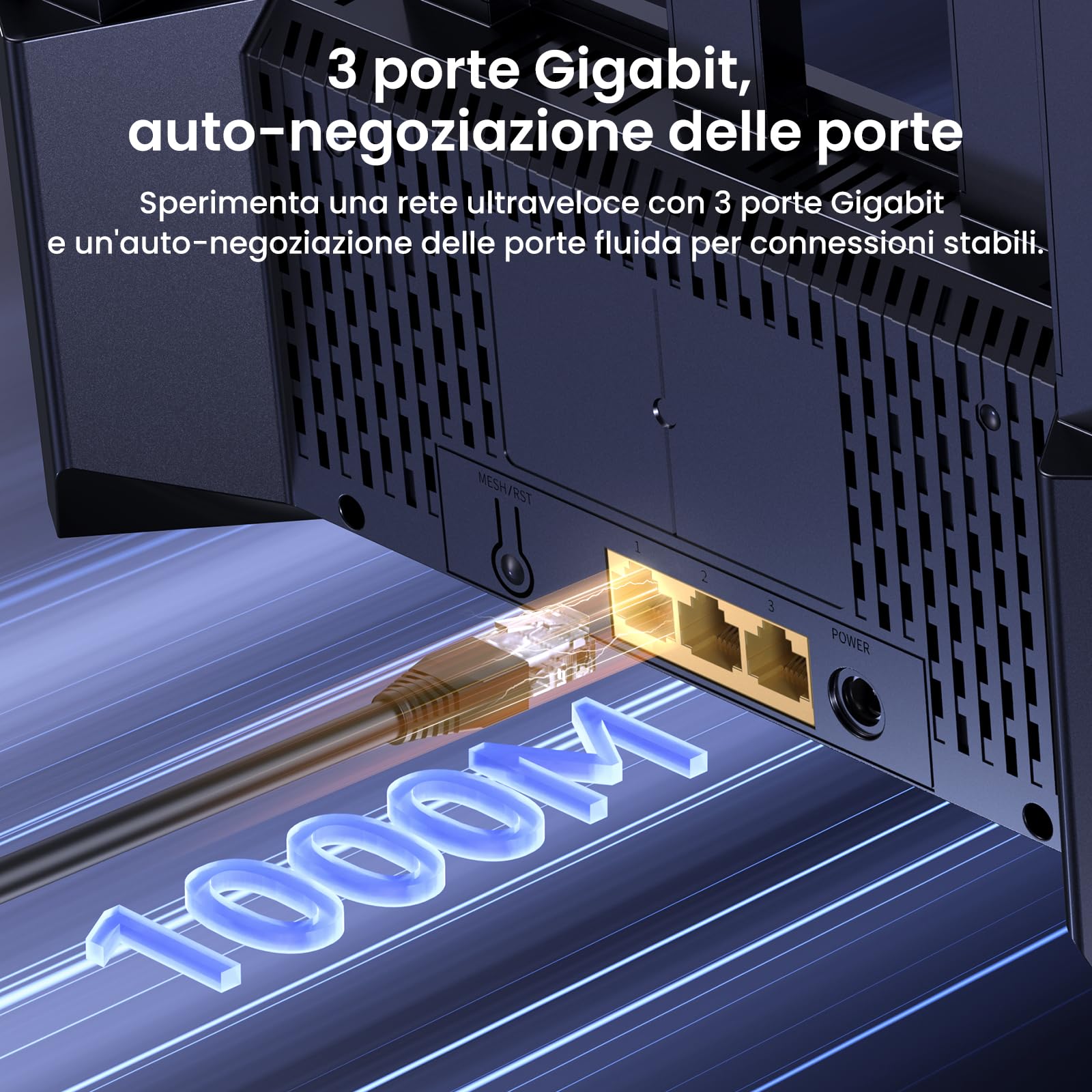 Tenda RE3L Router Wi-Fi 7 BE3600 Dual-Band, Mesh WiFi, Porte WAN/LAN Gigabit, 5 Antenne Verticali, 4K-QAM, MLO, NFC, VPN, WPA3, Controllo tramite App