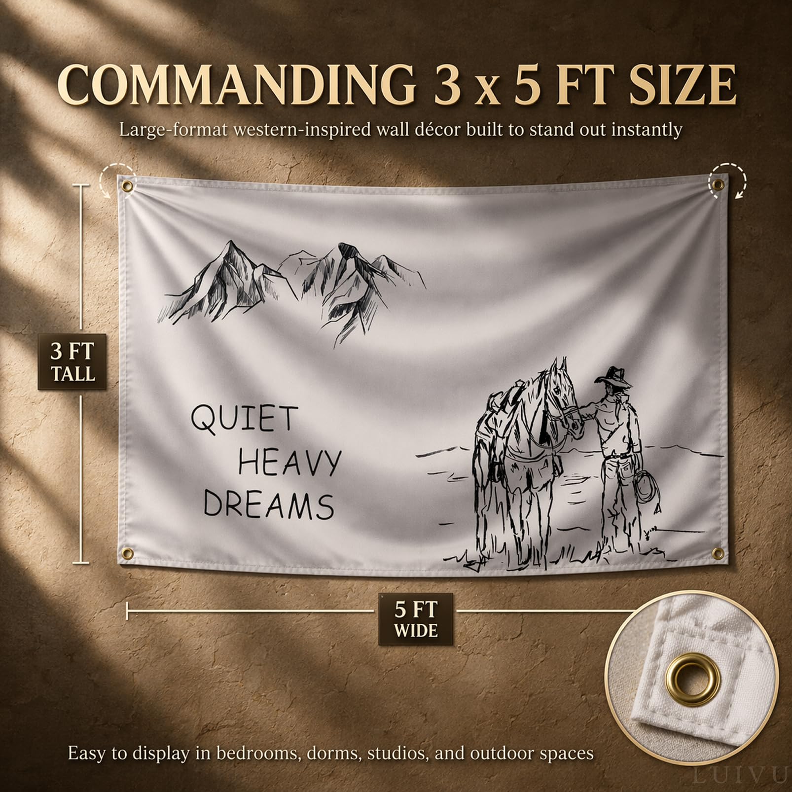 Amazon.com: LUIVU 3X5 Ft Quiet Heavy Dreams Flag with Four Brass