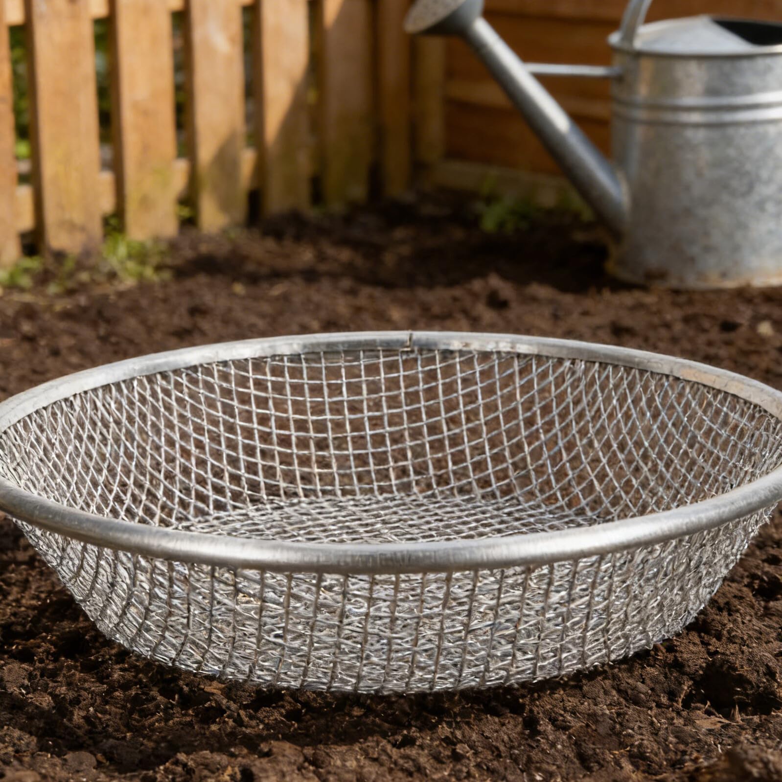 NUOBESTY Setaccio da Giardino in Ferro Zincato 12" Maglie da 3 Mm e 6 Mm, Set di 2 Pezzi per Compost, Terreno e Sabbia, Leggero e Resistente per Orticoltura e Giardinaggio su Balconi