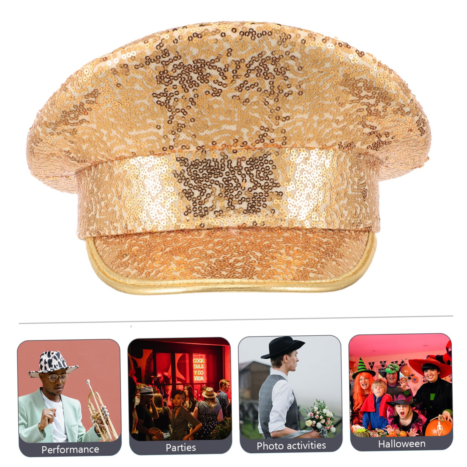 GALPADA cappello piatto con paillettes cappello di paillettes da della festa in costume con da con in poliestere