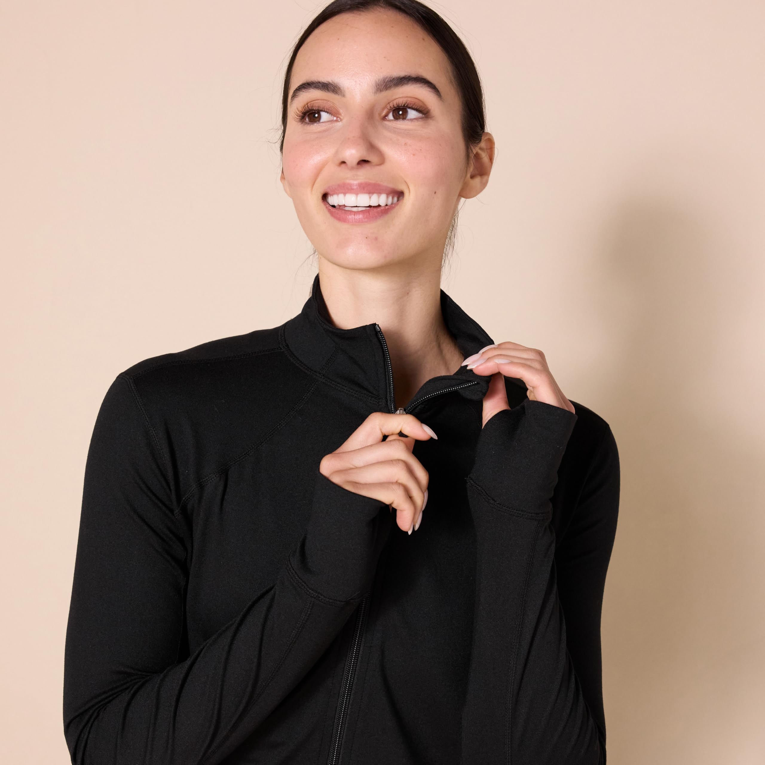 Amazon Essentials Femme Veste Entièrement Zippée en Tissu Brossé Tech Stretch (Grandes Tailles Disponibles)