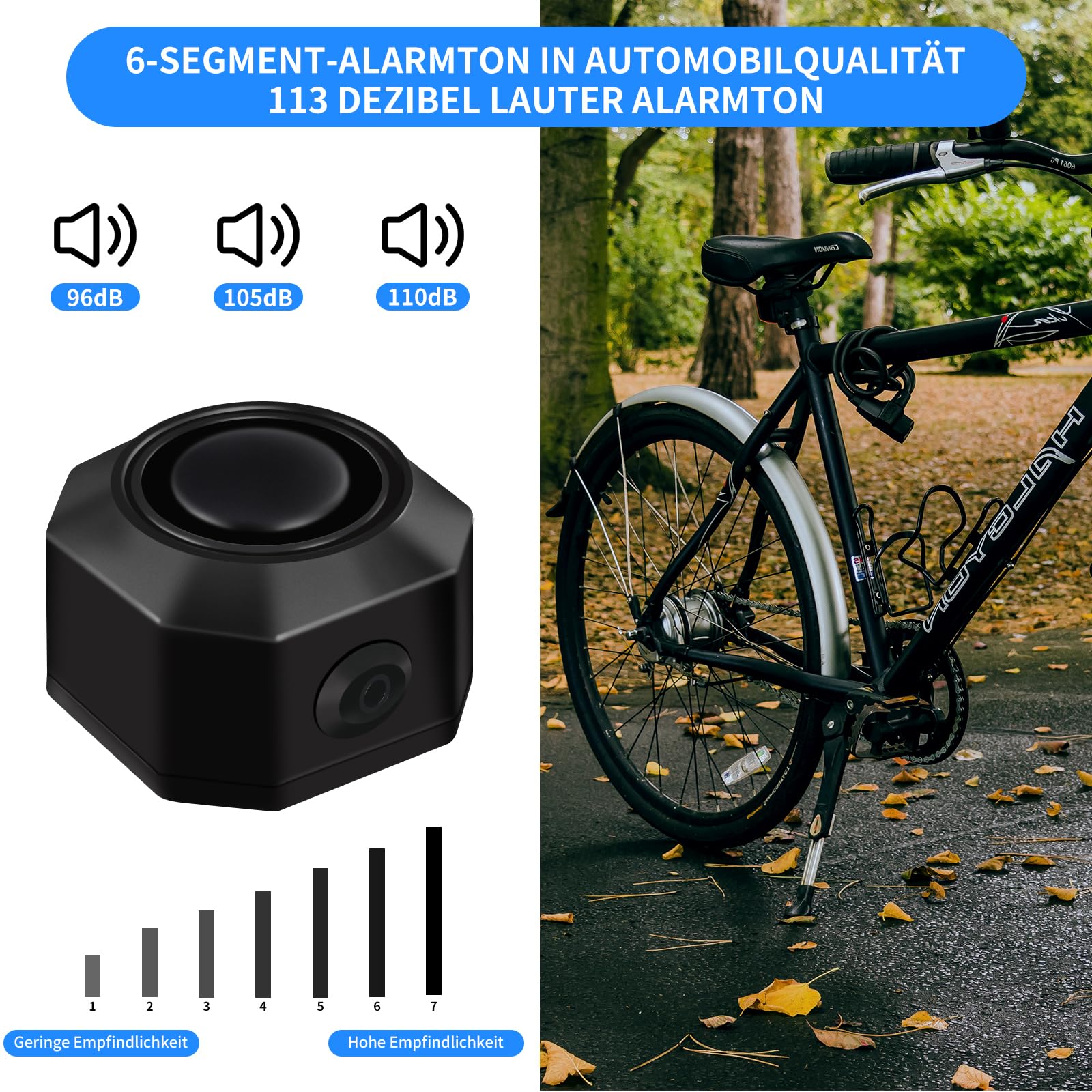 Antivol Vélo 110 DB Alarme Vélo Foreverup 110 DB - Rechargeable USB - Télécommande 70m - 6 Modes - Anti-vol Sécurité Vélo 110db