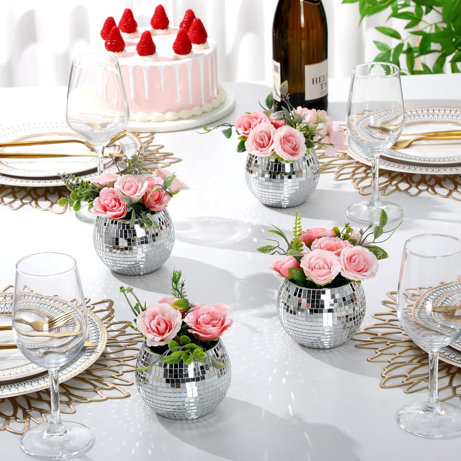 Plantenbak Discobal Rose met waterreservoir - 10 cm • 38 Dresses