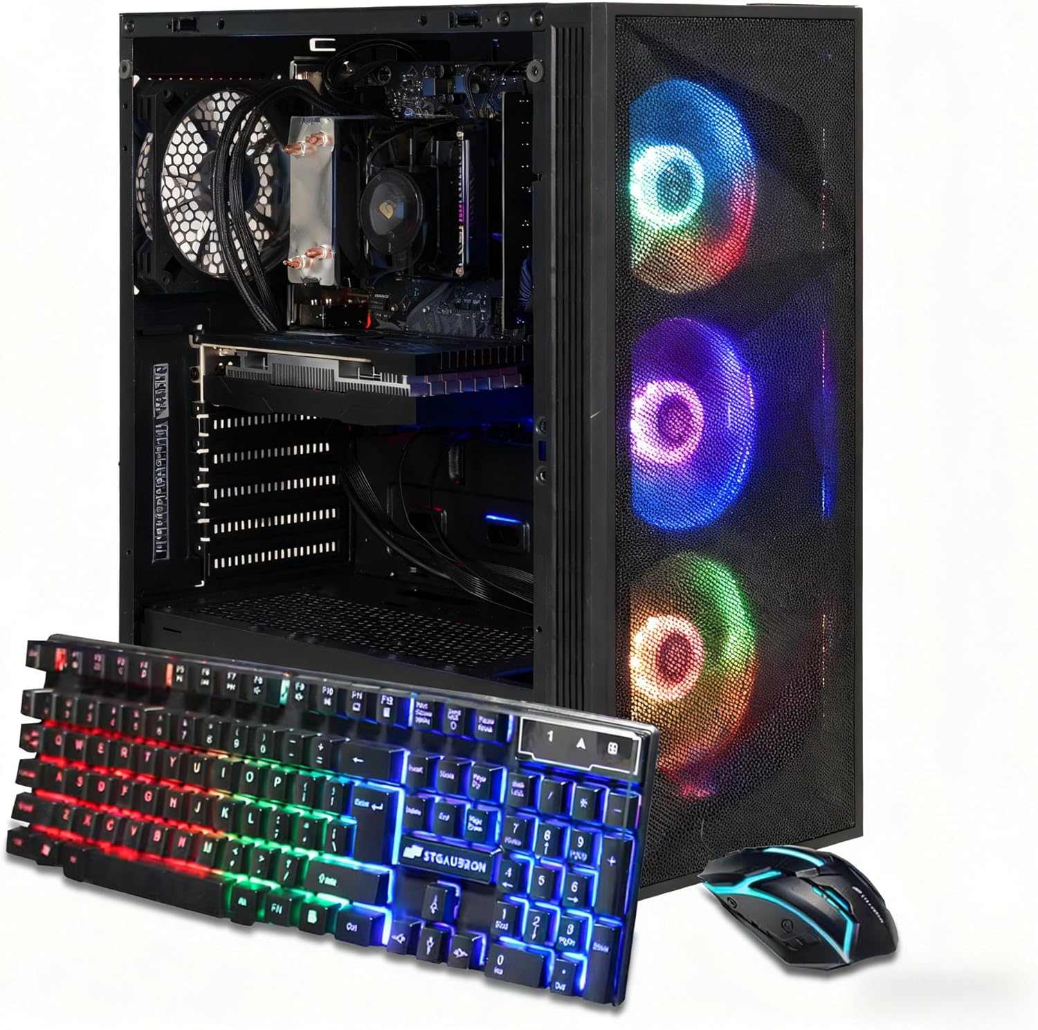 STGAubron Gaming PC Desktop Computer, AMD Ryzen 7 5700X up to 4.6G, GeForce RTX 3050 6G, 16GB DDR4, 1TB SSD, WiFi 6 & BT 5.2, RGB Fan x4, Windows 11 Home