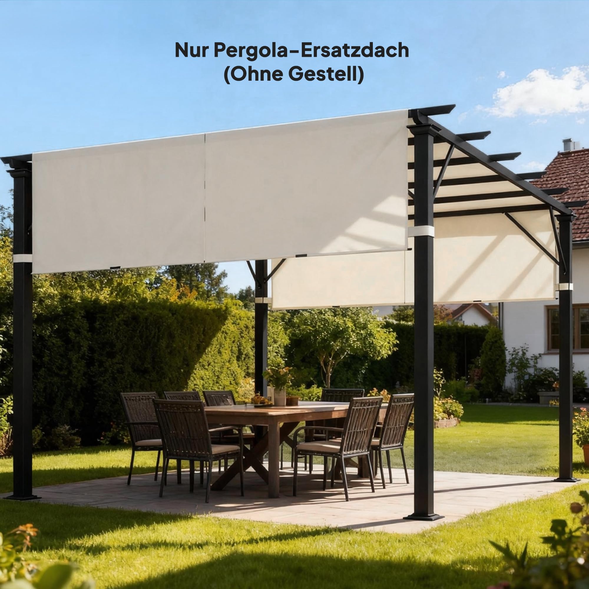 Outsunny Ersatzdach für Pergola 488 x 122 cm mit UV-Schutz, Sonnensegel für Terrassenüberdachung, Ersatz-Dachplane für 3 x 3 m Pavillon