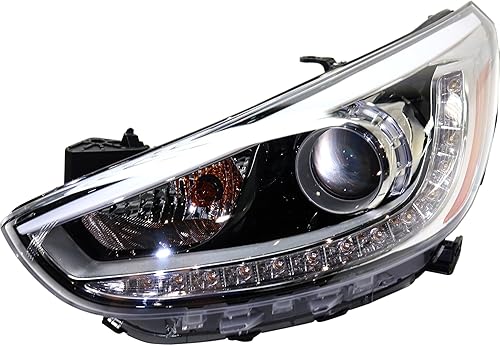 Go-Parts - Conjunto de faros delanteros para Hyundai Accent 2012-2017, izquierdo (conductor), halógeno, tipo proyector con luces LED de circulación