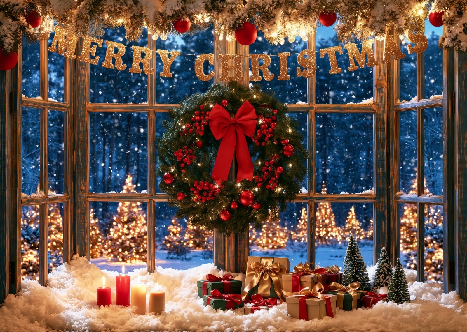10x8FT Camino Crema Regali Natale Sfondo Fotografico
