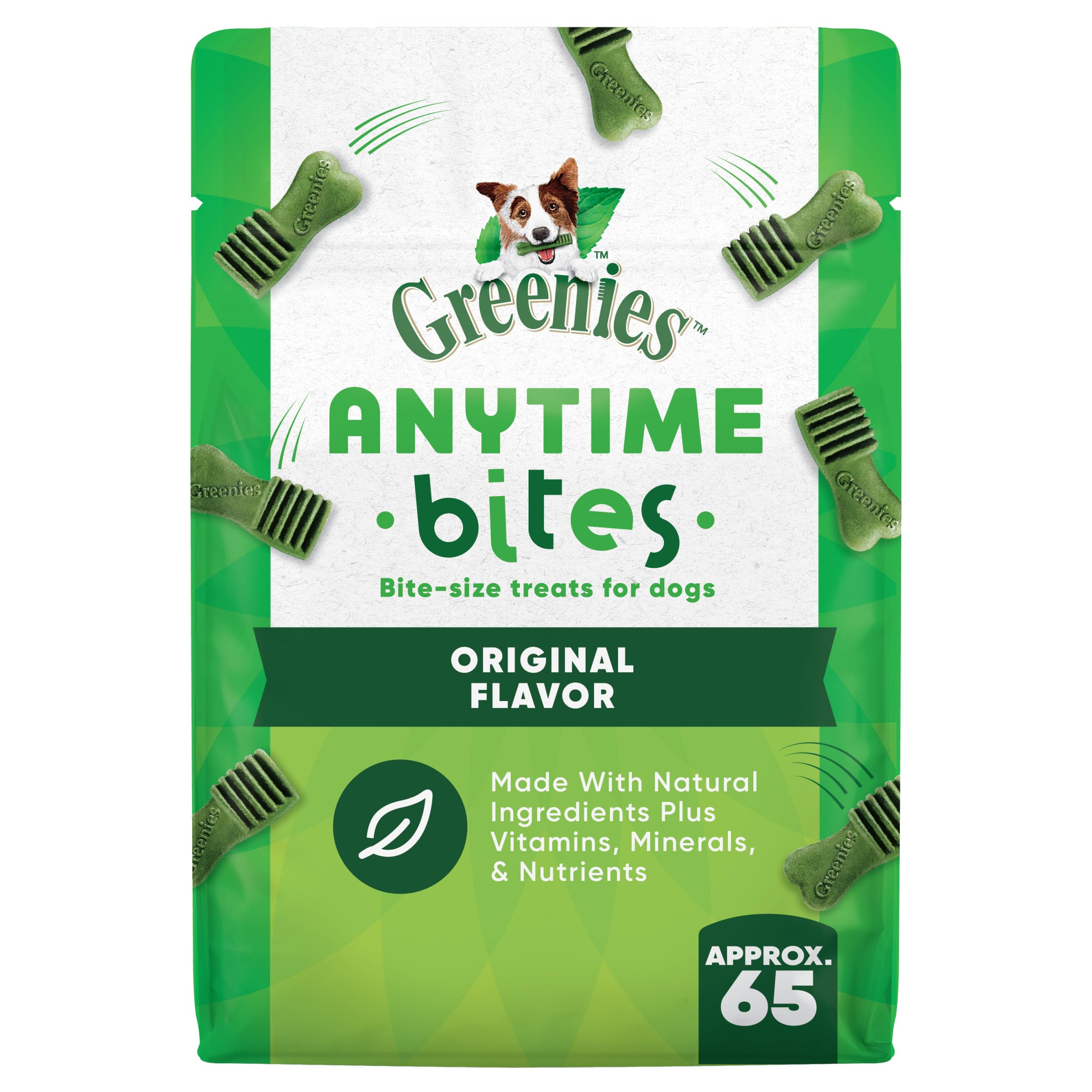 Greenies Anytime Bites Bite-Size Treats For Dogs Original Flavor 65-Chewy Treats