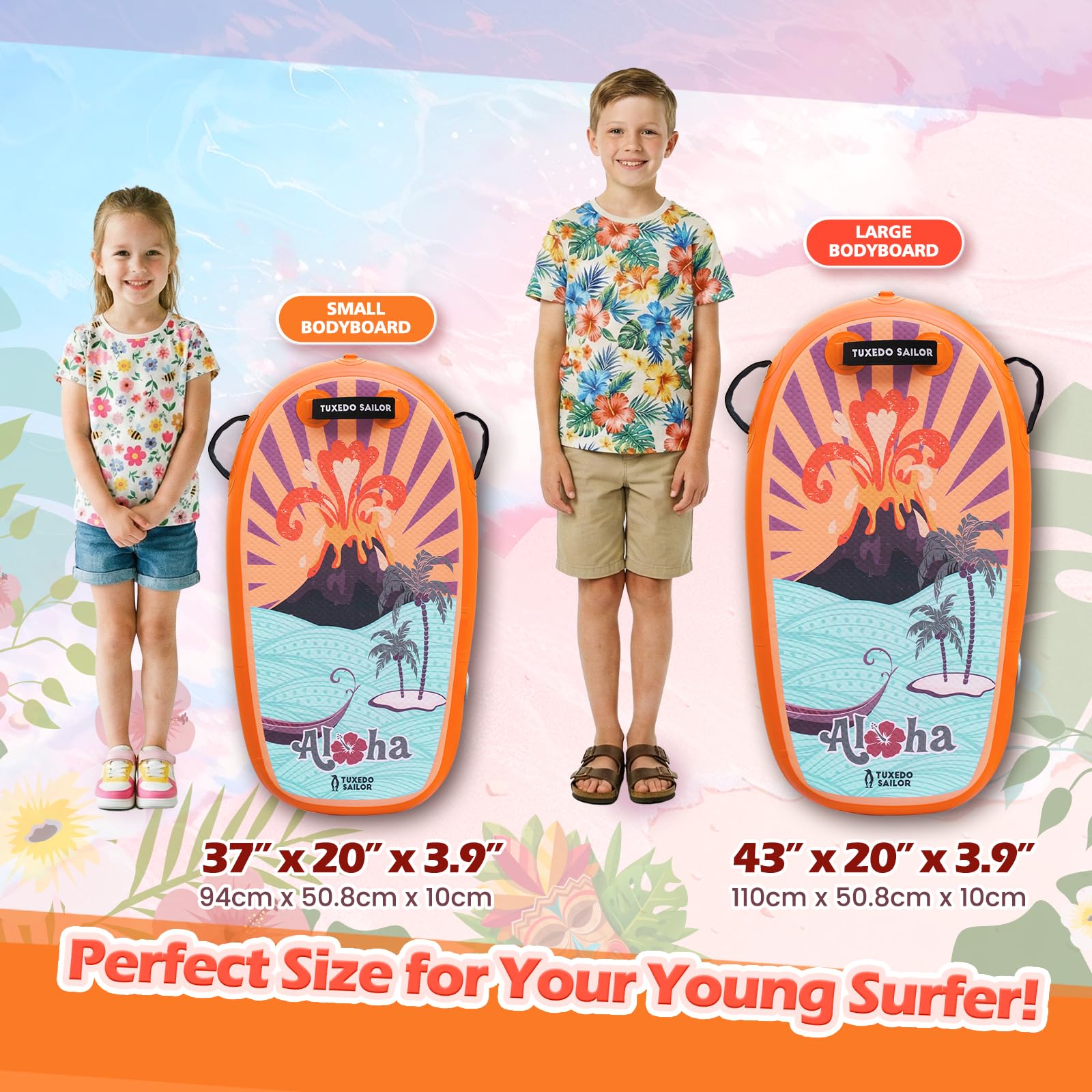 Tuxedo Sailor Tavola bodyboard Gonfiabile Tavola da Surf Gonfiabile Body Board per Bambini e Adulti Tavola da Nuoto per Principianti ed Esperti