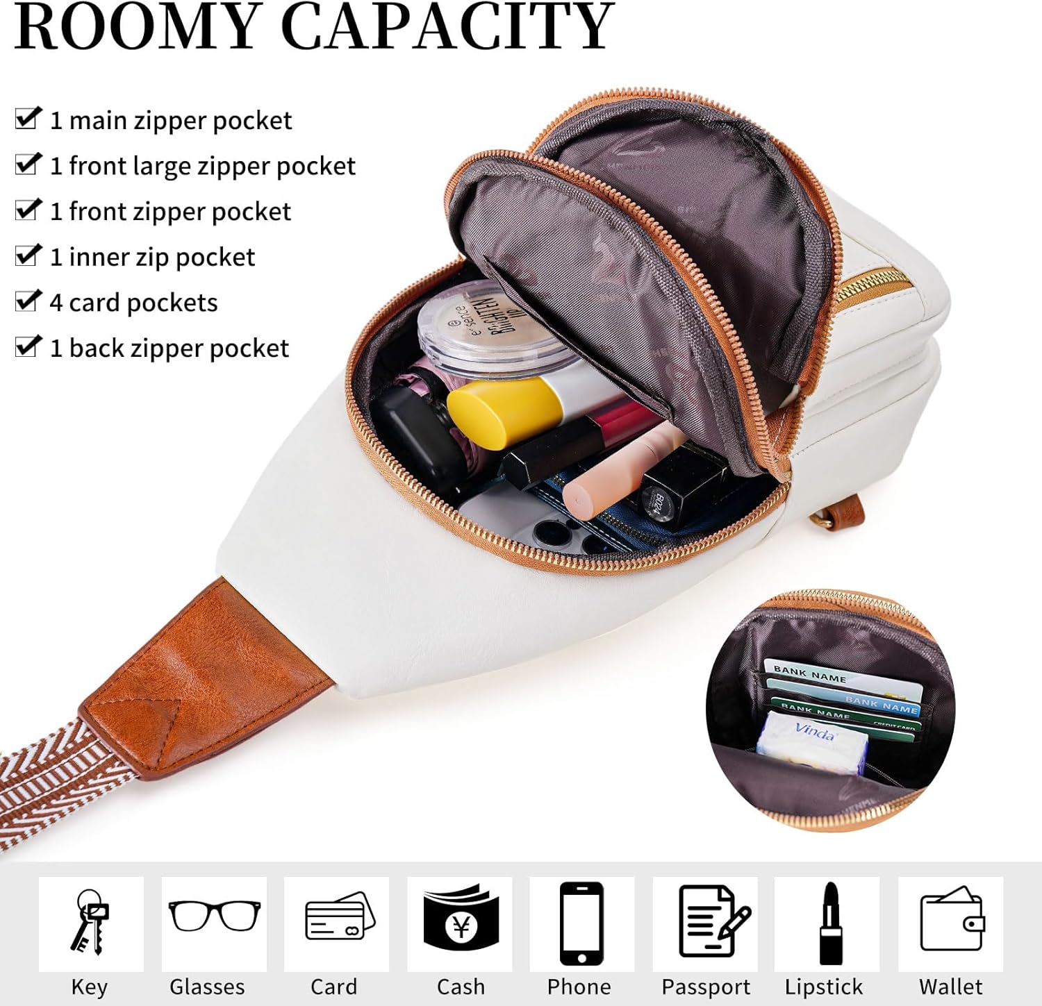 FALAN MULE Crossbody Bags for Women Trendy Leather Sling Chest Bag Fanny Packs for Women - Image 4