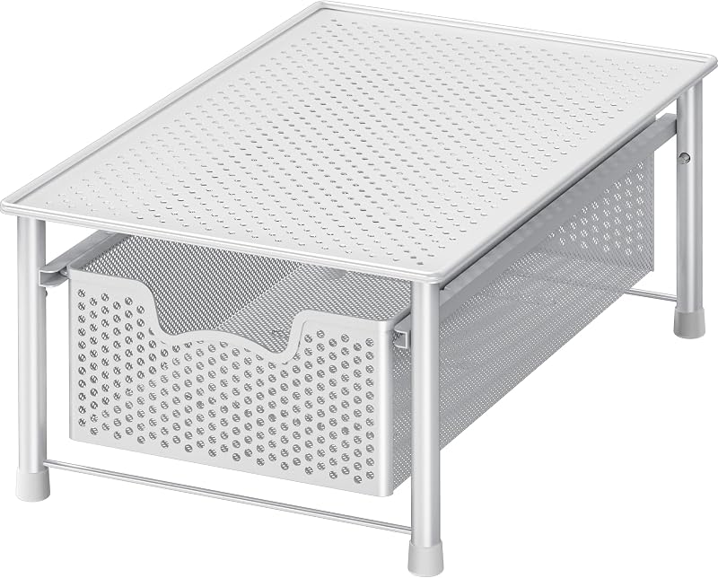 Organizador apilable del cajón de la cesta del gabinete de los artículos para el hogar simples, blanco