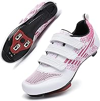 Kyedoo Unisex Cycling Shoes for Peloton & Shimano SPD: Pre-Installed Delta Cleats, Breathable Mesh, 3 Adjustable Straps for Indoor Outdoor Road Biking Men Women