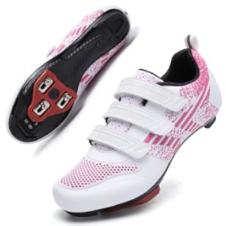 Zapatos de ciclismo unisex para bicicleta de carretera, compatibles con Peloton Shimano SPD, zapatos de ciclismo para hombres y mujeres, 3 correas, calas Delta preinstaladas para ciclismo en | Cycling Bike Riding Biking Shoes, for Men Women, 3 Straps, Pre-Installed Delta Cleats, for Indoor Outdoor Cycling
